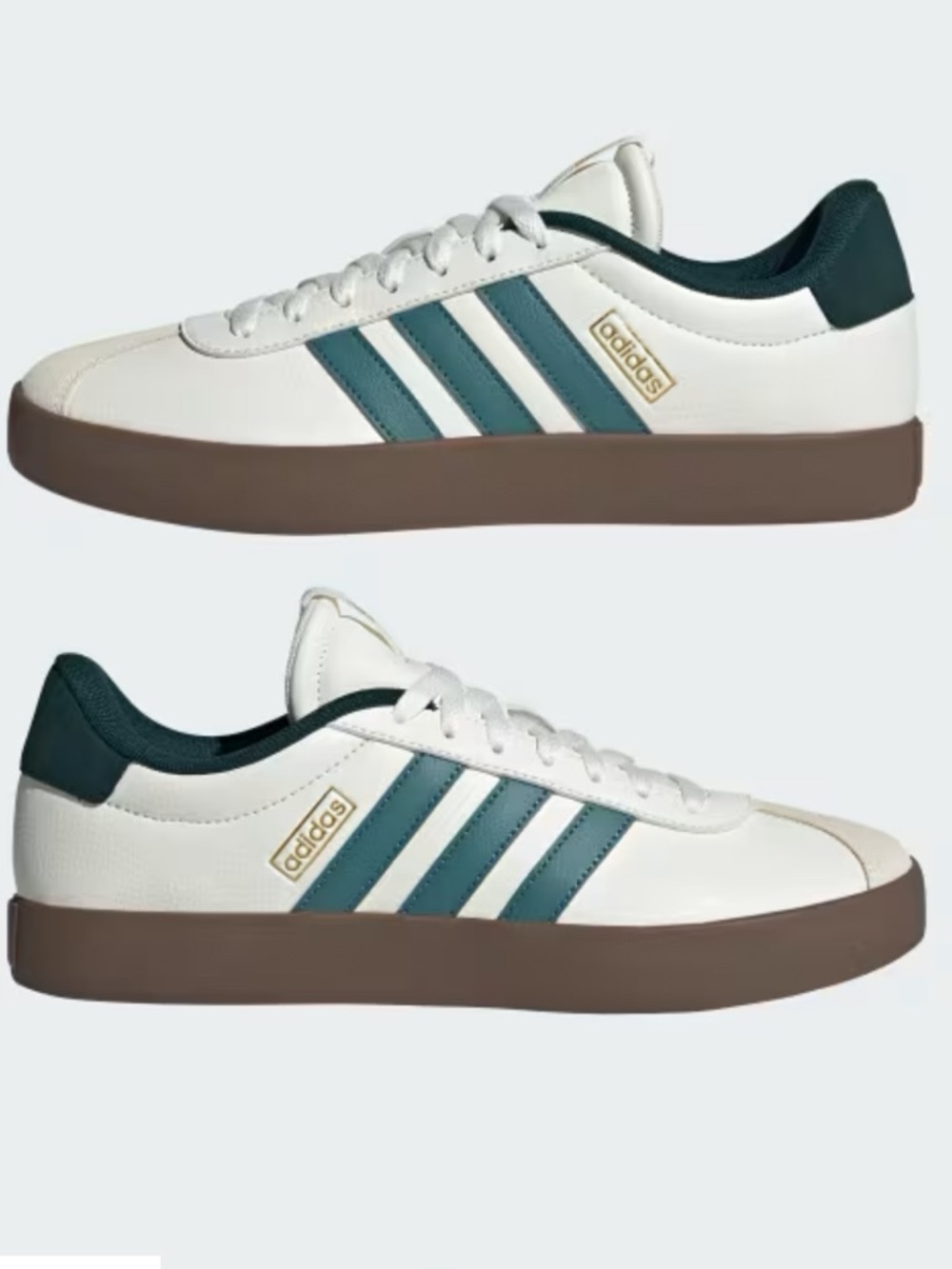 adidas VL Court 3.0 Sneakers in White, Teal & Brown
